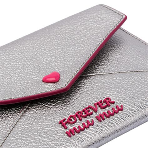 miu miu madras leather wallet with love logo|Miu Miu Silver Cromo Madras Forever Glitter Leather Heart Love .